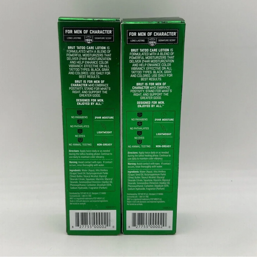 2 BRUT Tattoo Care Lotion,‎ Enhances + Restores, 24 HR Moisturization